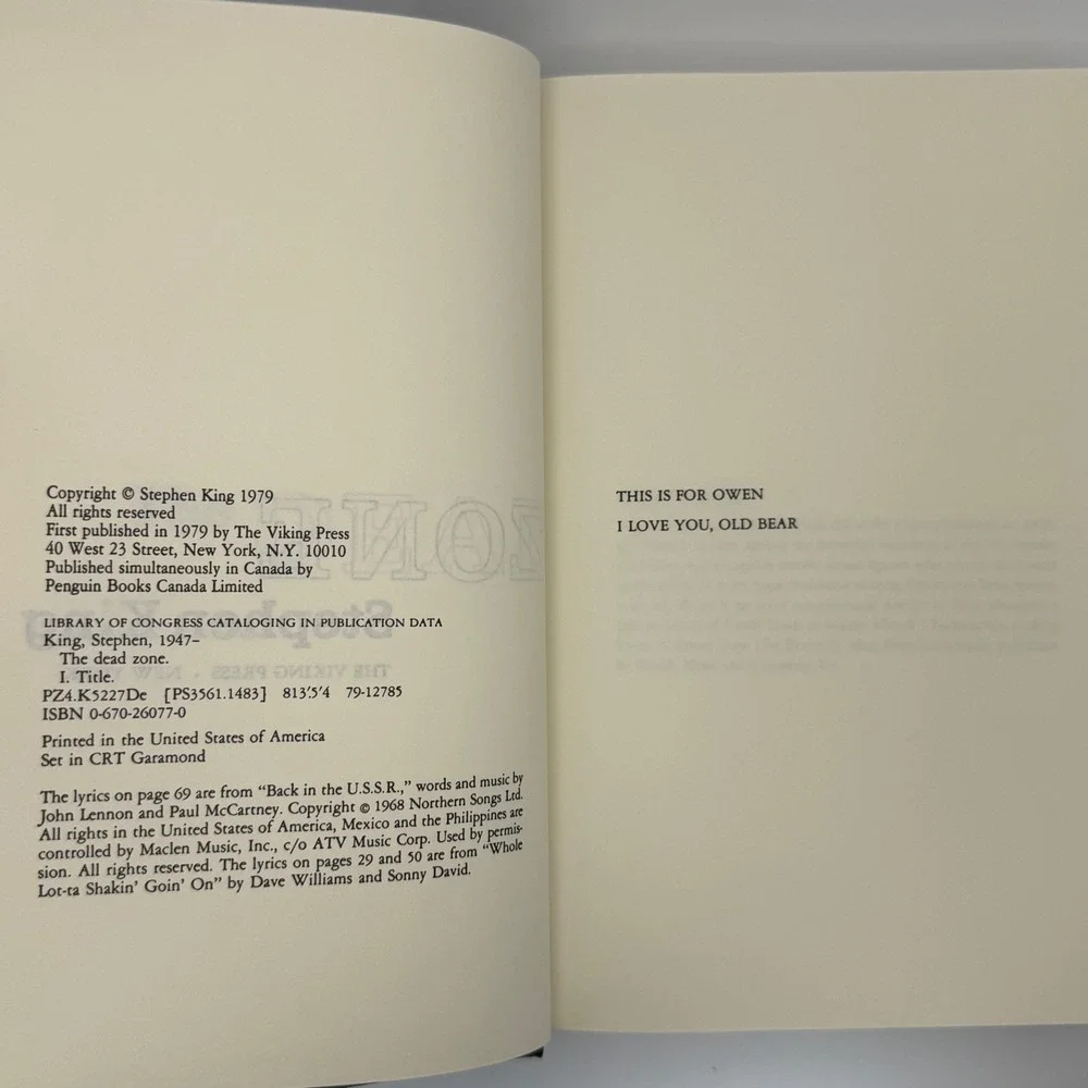 Stephen King The Dead Zone BCE 1979 Viking Press Hardcover Horror Book‎